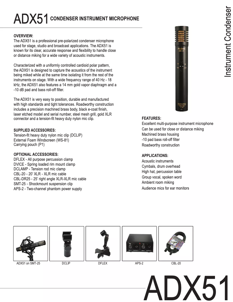 Page n°1 - Manuel utilisateur Audix ADX51