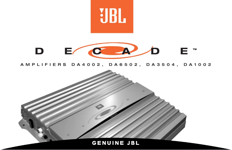 Page n°1 - Manuel utilisateur JBL Decade DA3504