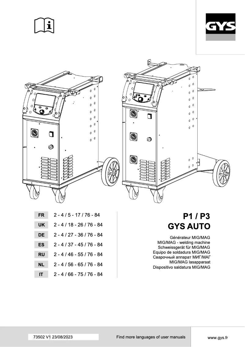 Image de la première page du manuel de l'appareil P3 Auto