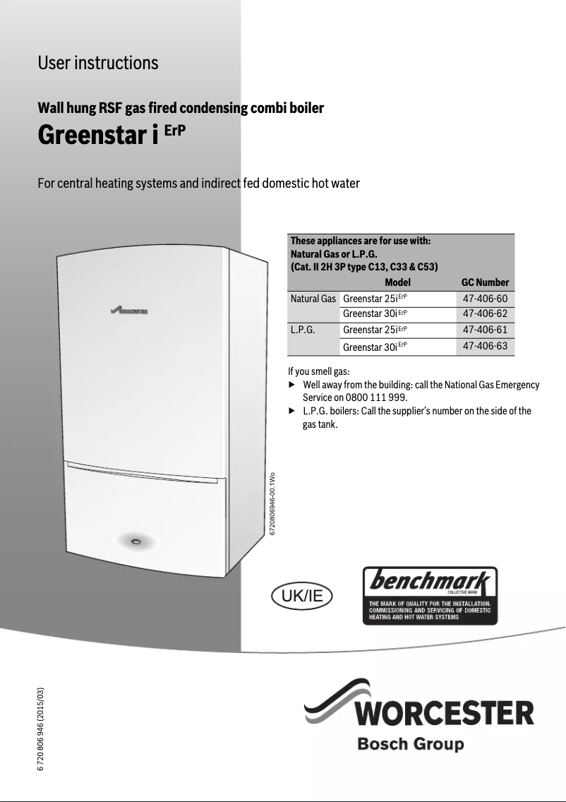 Image de la première page du manuel de l'appareil Greenstar 25i