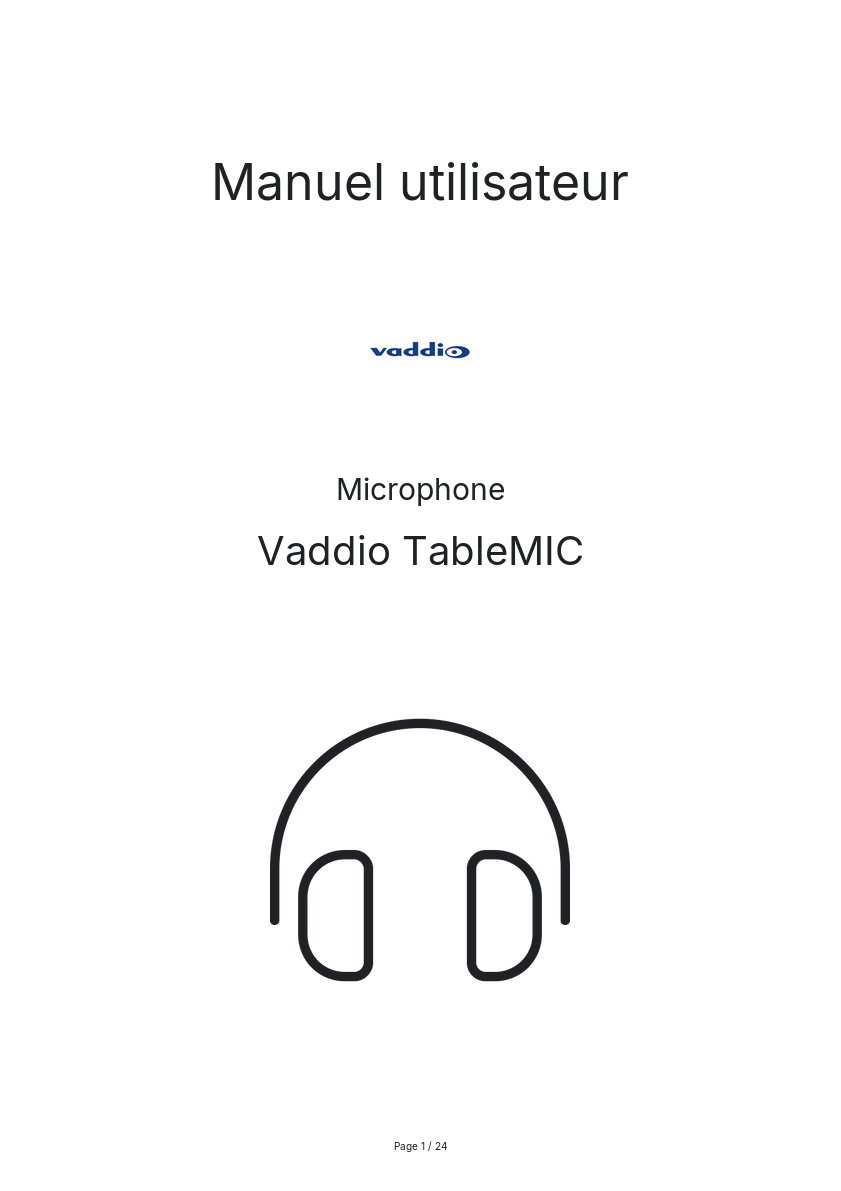 Page n°1 - Manuel utilisateur Vaddio TableMIC