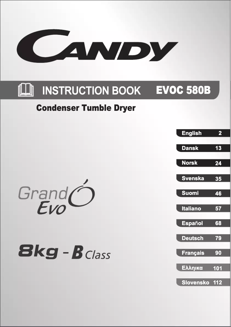 Page n°1 - Manuel utilisateur Candy EVOC 580B-S