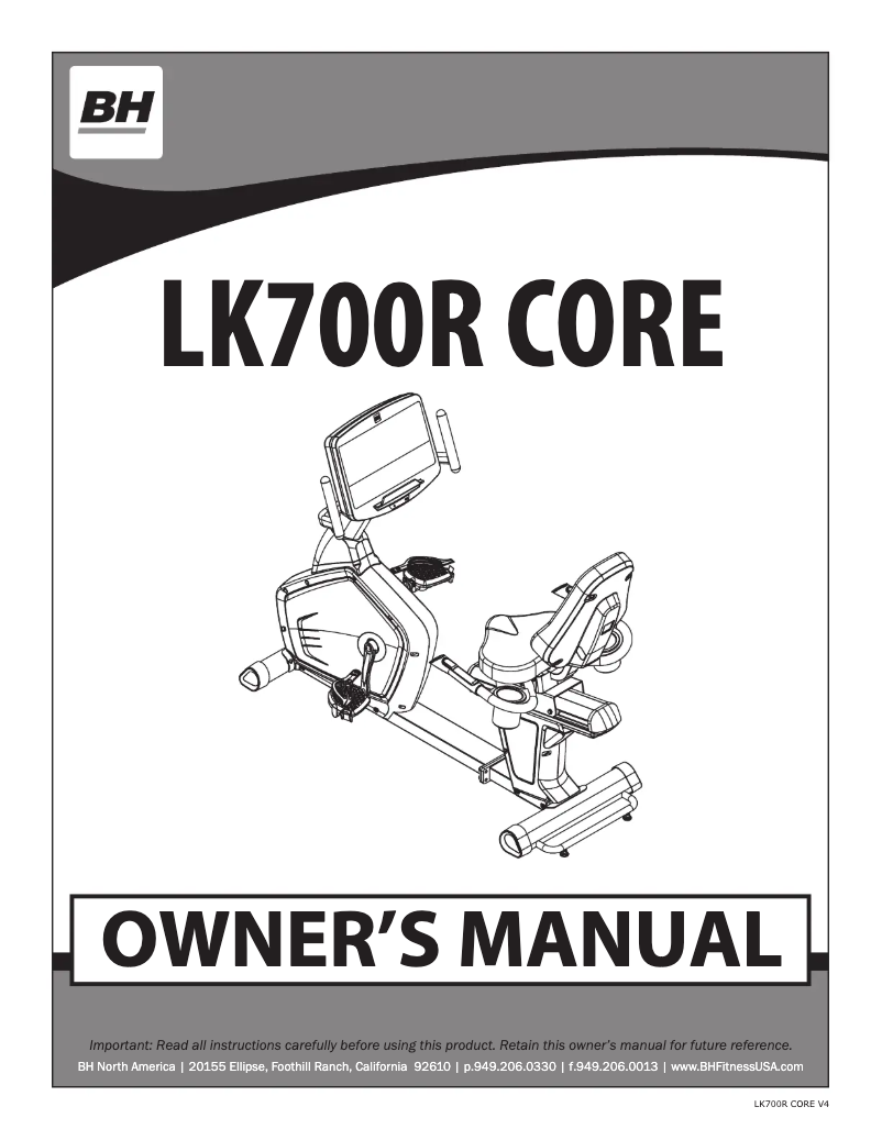 Image de la première page du manuel de l'appareil LK700R Core