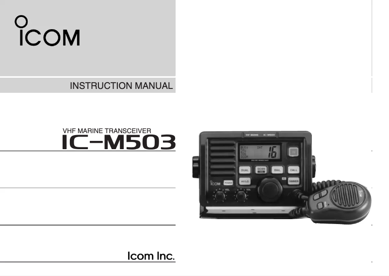 Page n°1 - Manuel utilisateur ICOM IC-M503