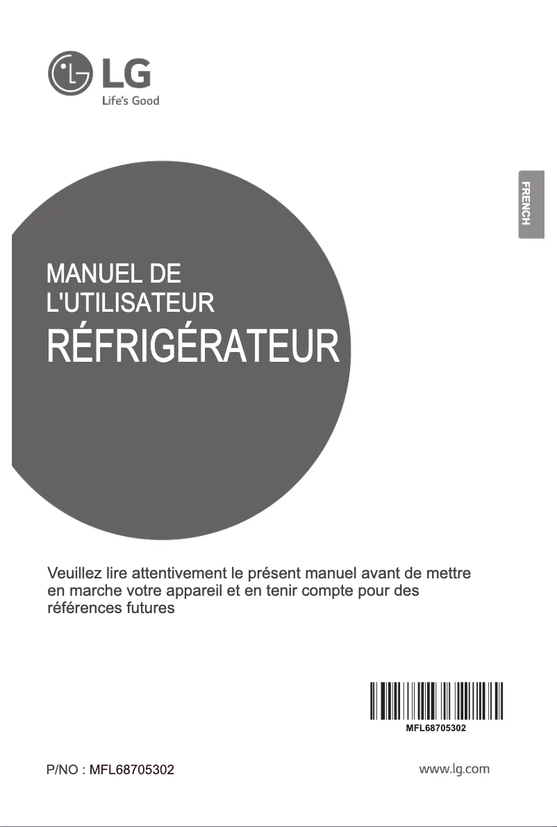 Page n°1 - Manuel utilisateur LG GR-B302SQTG