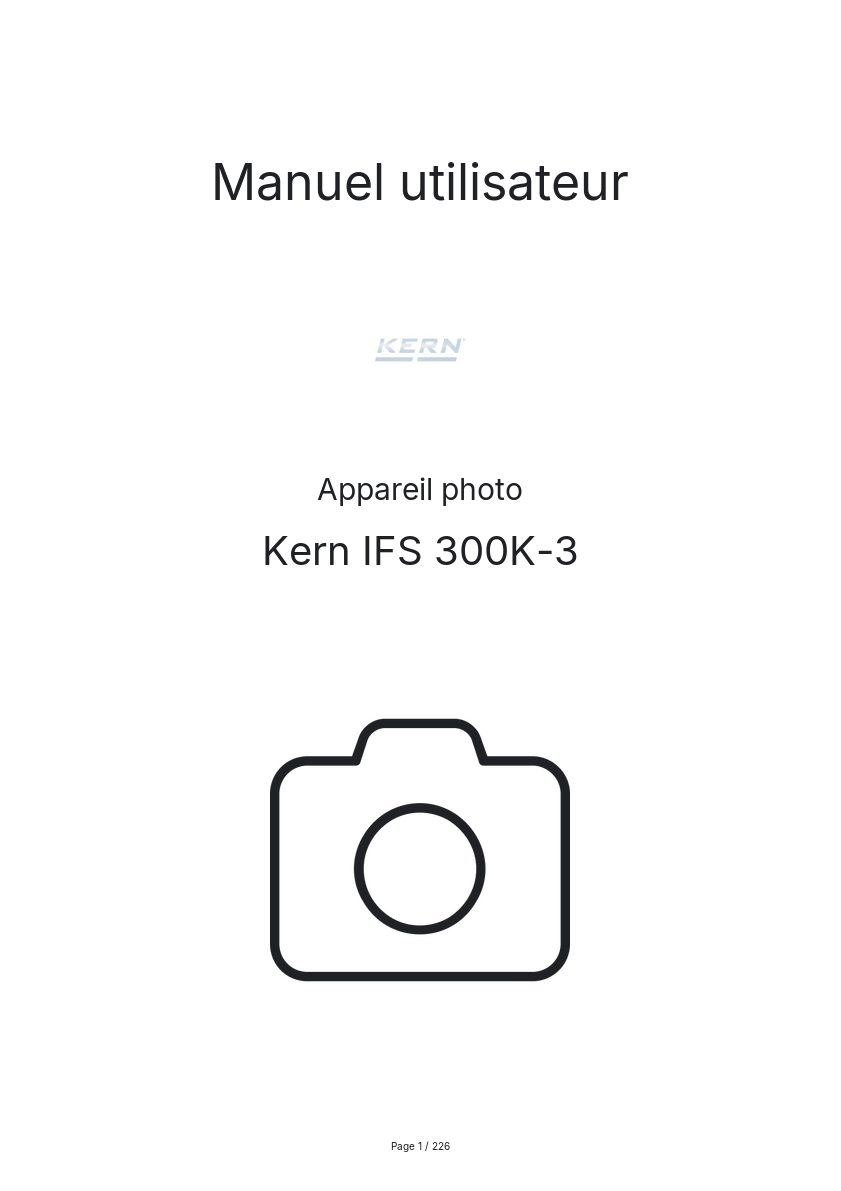 Page n°1 - Manuel utilisateur Kern IFS 300K-3