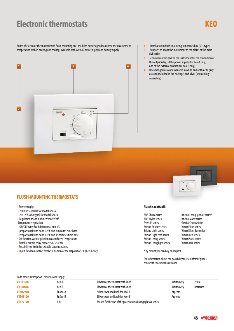 Página 1 del manual Ficha técnica Vemer Keo-A