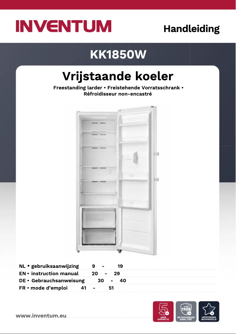 Page 1 de la notice Manuel utilisateur Inventum KK1850W