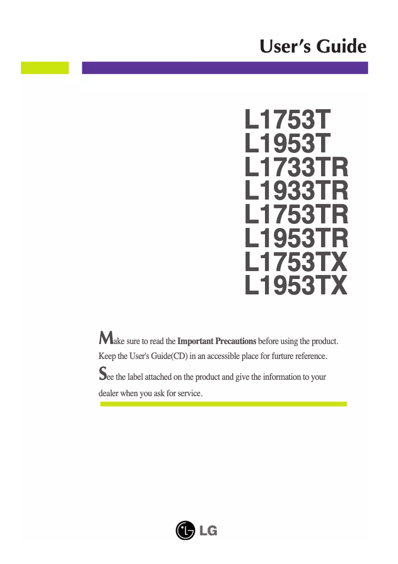 Image de la première page du manuel de l'appareil L1953TS