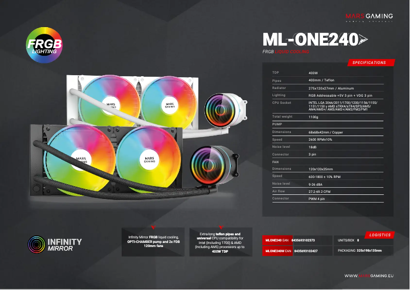 Page 1 de la notice Manuel utilisateur Mars Gaming ML-ONE240