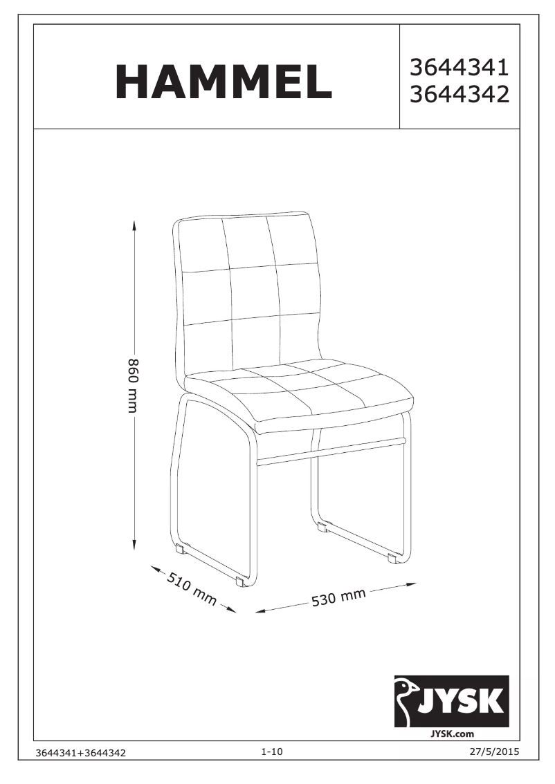 Page 1 de la notice Manuel utilisateur JYSK Hammel