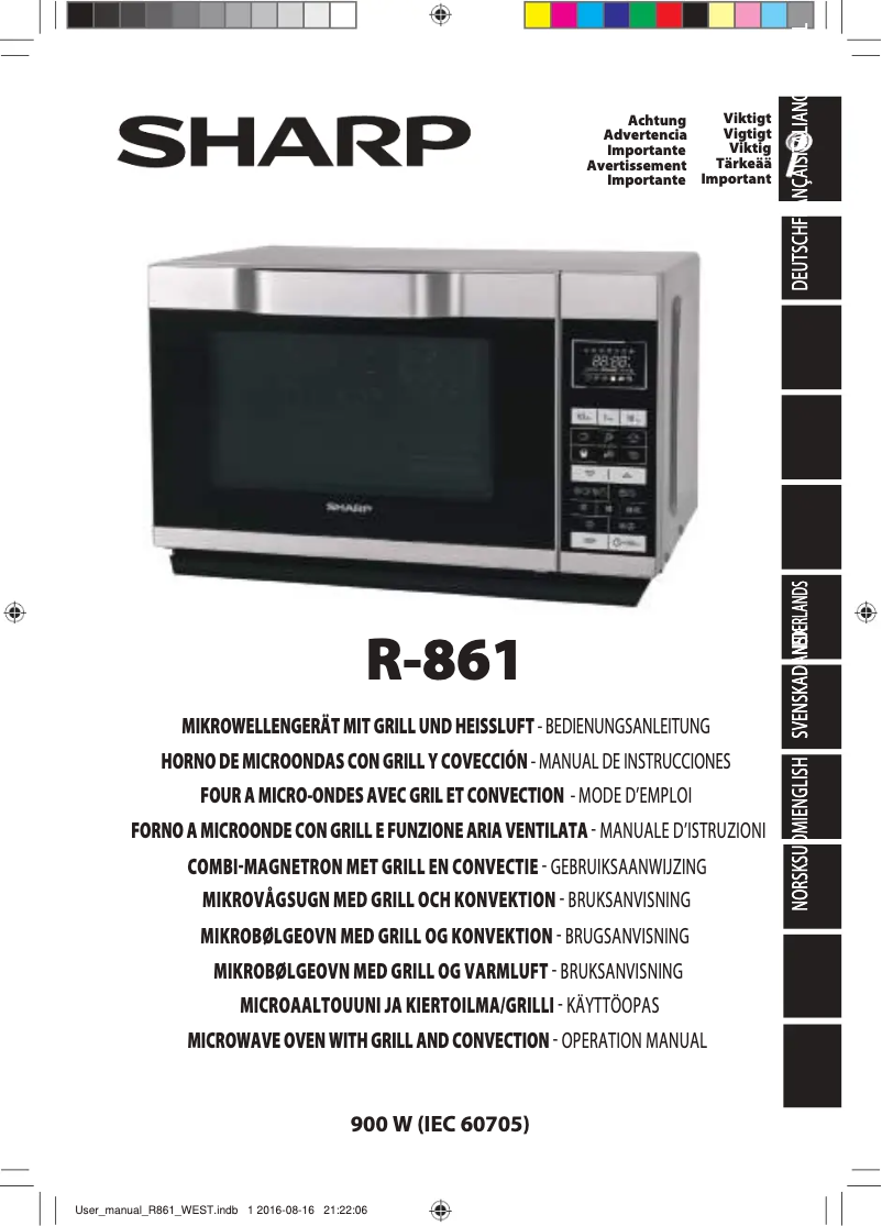 Page 1 de la notice Manuel utilisateur Sharp R-861SLM