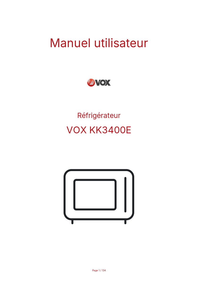 Page n°1 - Manuel utilisateur VOX KK3400E