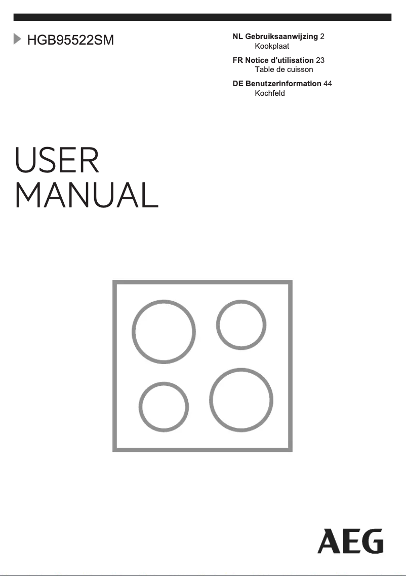 Page 1 de la notice Manuel utilisateur AEG HGB95522SM