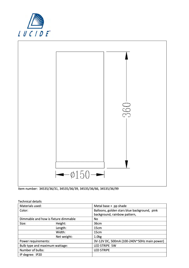 Page n°1 - Manuel utilisateur Lucide K3 34535/36/99