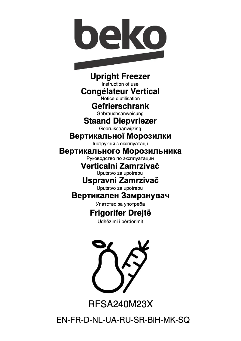 Page 1 de la notice Manuel utilisateur Beko RFSA240M23X