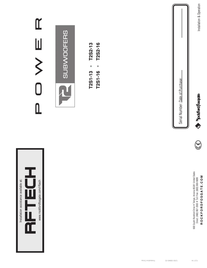 Page n°1 - Manuel utilisateur Rockford Fosgate Power T2S1-13
