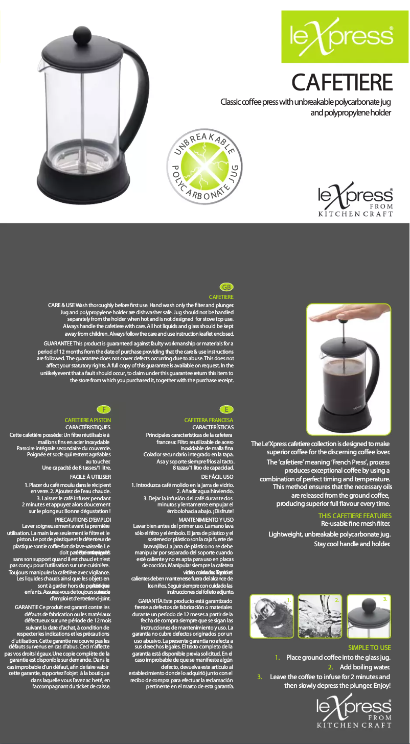 Image de la première page du manuel de l'appareil Le’Xpress Cafetiere