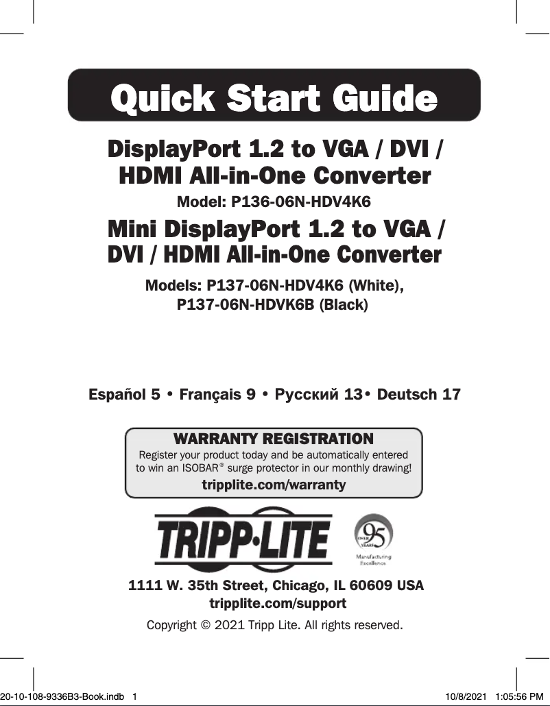 Image de la première page du manuel de l'appareil P137-06N-HDV4K6