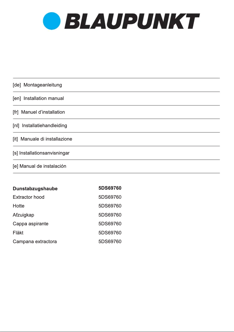 Page 1 de la notice Guide d'installation Blaupunkt 5DS 69760