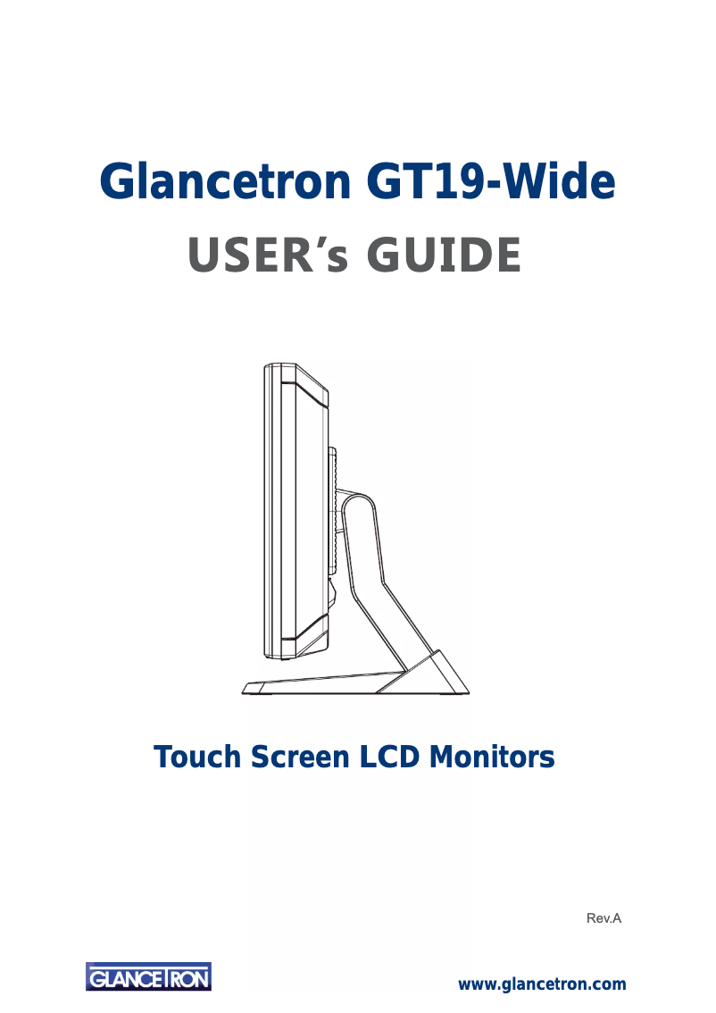 Page 1 de la notice Manuel utilisateur Glancetron GT19wide
