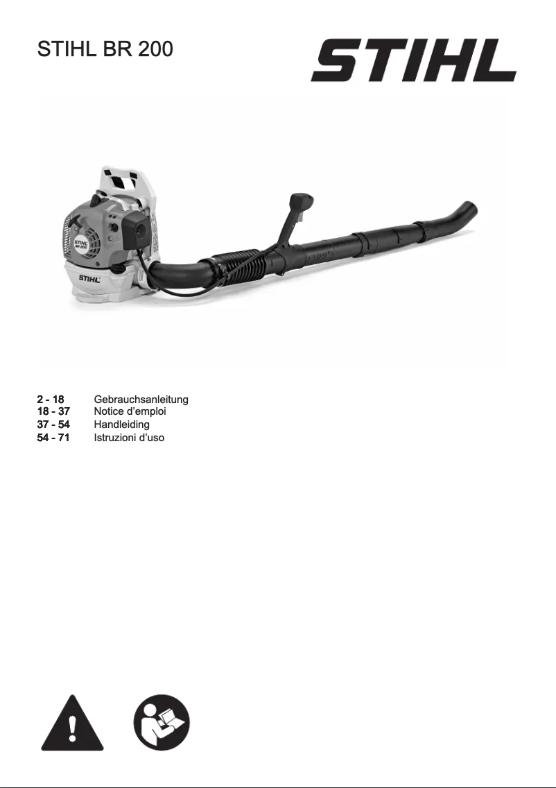Page 1 de la notice Manuel utilisateur Stihl BR 200