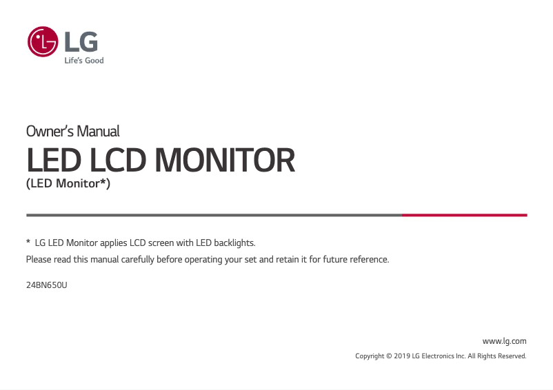 Image de la première page du manuel de l'appareil 24BN650U