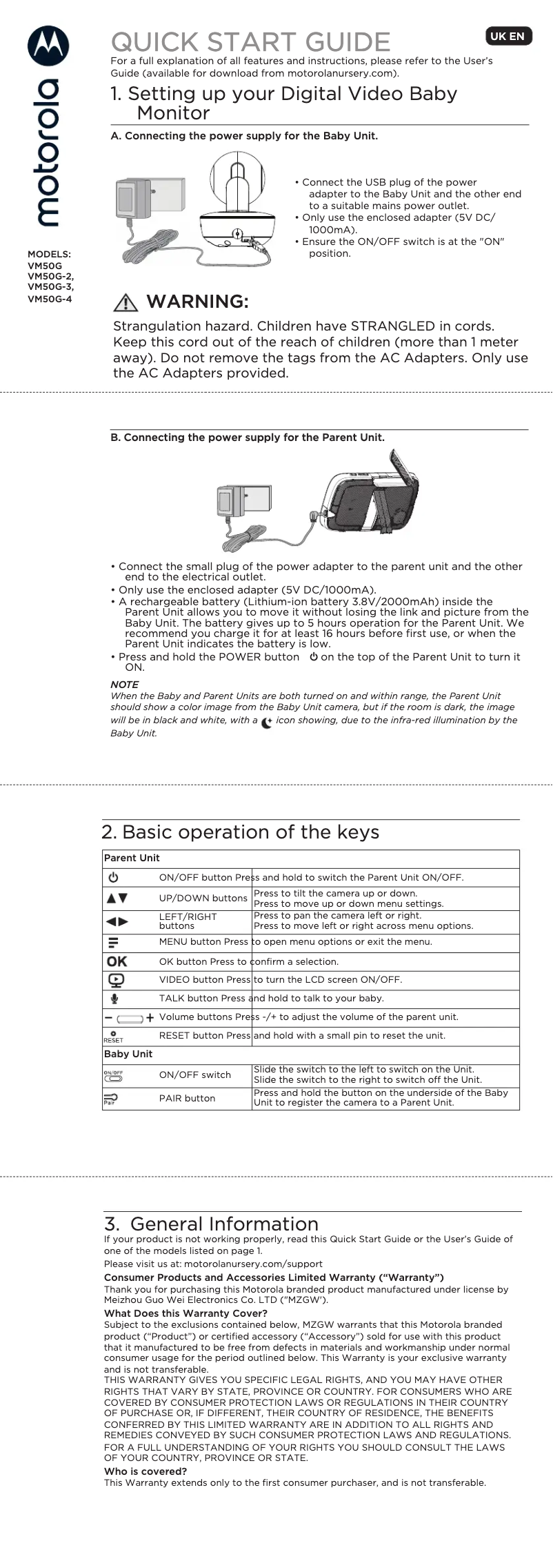 Page n°1 - Guide de démarrage rapide Motorola VM50G-2
