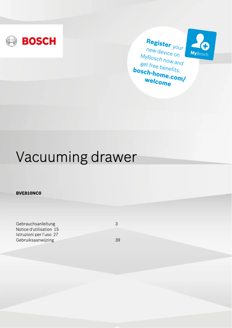 Page n°1 - Manuel utilisateur Bosch BVE810NC0