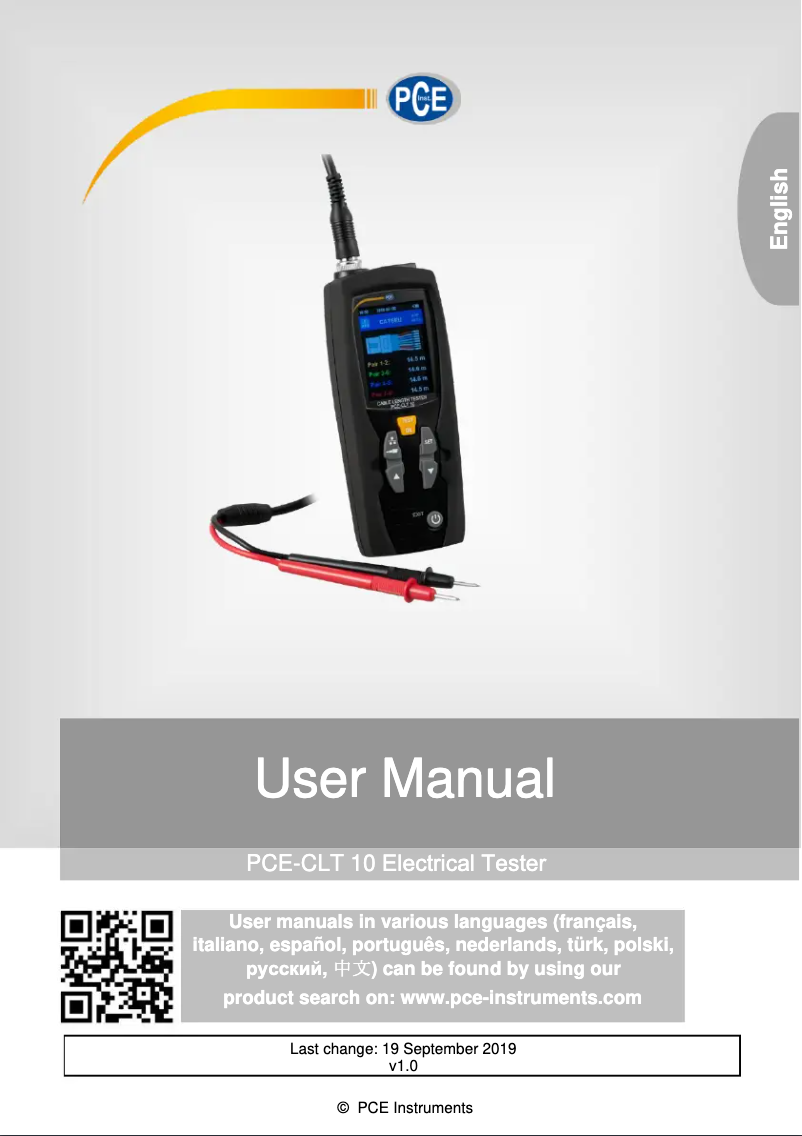 Image de la première page du manuel de l'appareil PCE-CLT 10