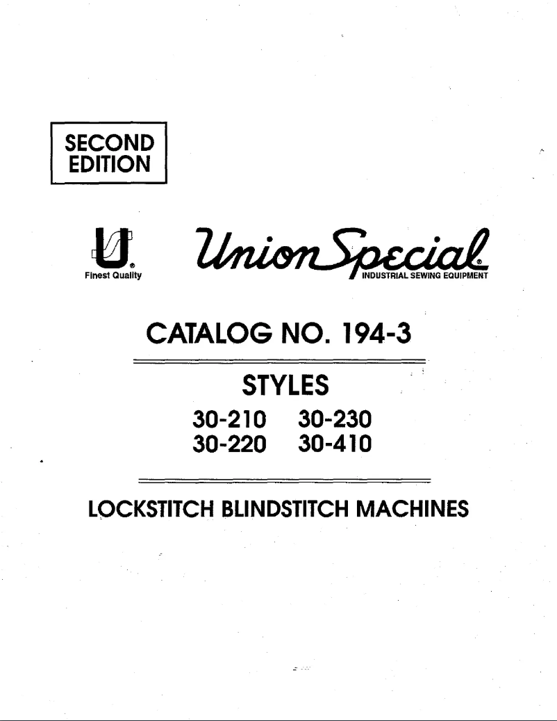 Page n°1 - Manuel utilisateur Union Special 30-410
