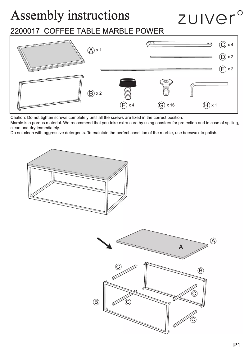 Page n°1 - Manuel utilisateur Zuiver Marble Power