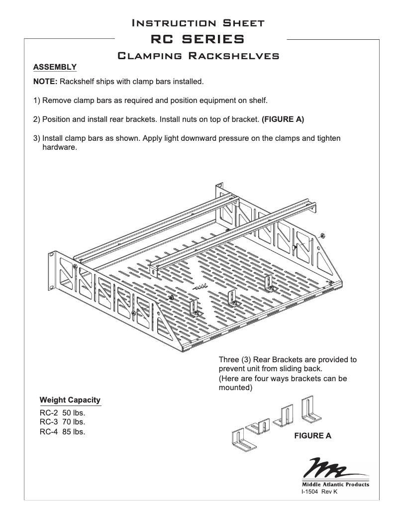 Page 1 de la notice Manuel utilisateur Middle Atlantic RC-2