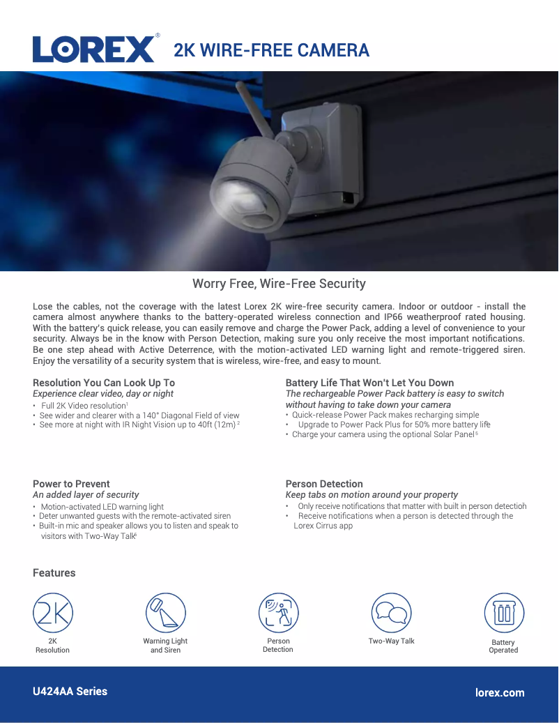 Page n°1 - Fiche technique Lorex U424AAG-E