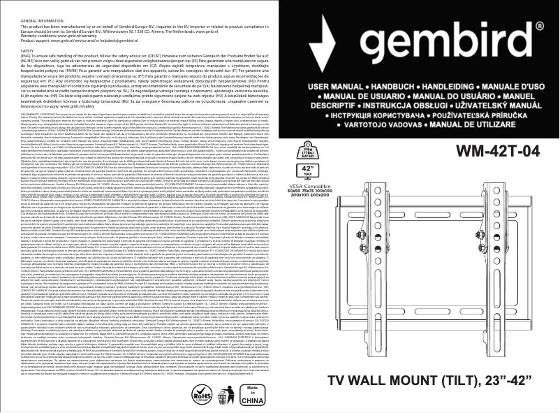 Page n°1 - Manuel utilisateur Gembird WM-42T-04