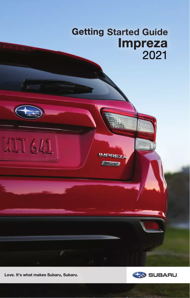Image de la première page du manuel de l'appareil Impreza (2021)