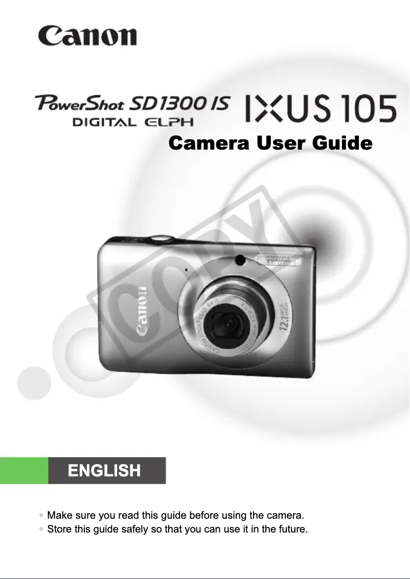 Page 1 de la notice Manuel utilisateur Canon PowerShot SD1300 IS