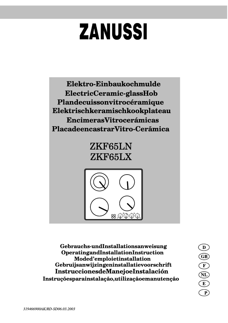 Page n°1 - Manuel utilisateur Zanussi ZKF 65 l