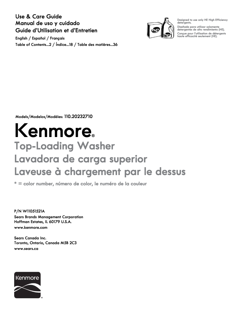 Page 1 de la notice Mode d'emploi Kenmore 20232