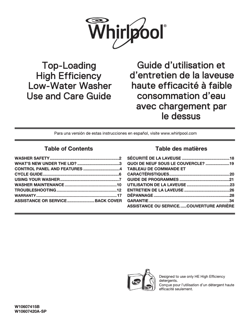 Page n°1 - Manuel utilisateur Whirlpool WTW5000DW