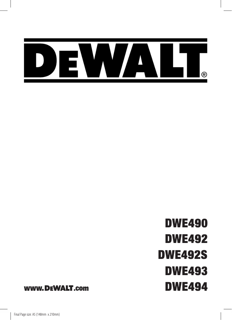 Page 1 de la notice Manuel utilisateur DeWalt DWE490