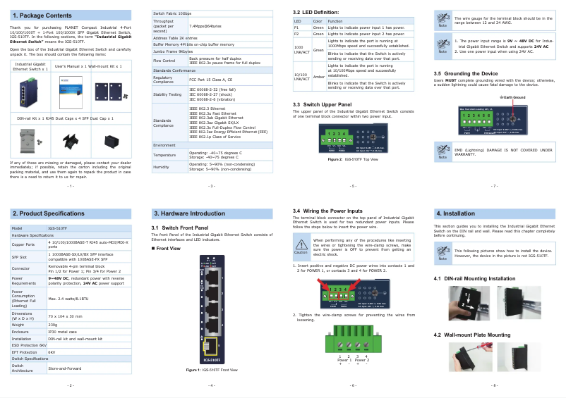 Page n°1 - Fiche technique Planet IGS-510TF