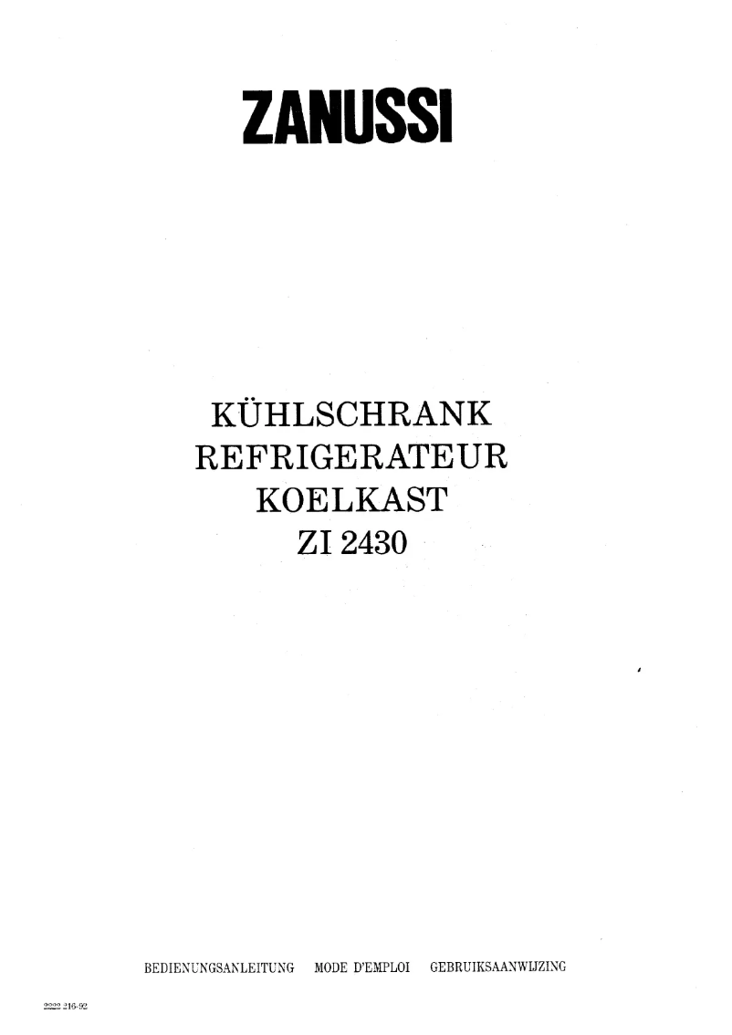 Image de la première page du manuel de l'appareil ZI 2430