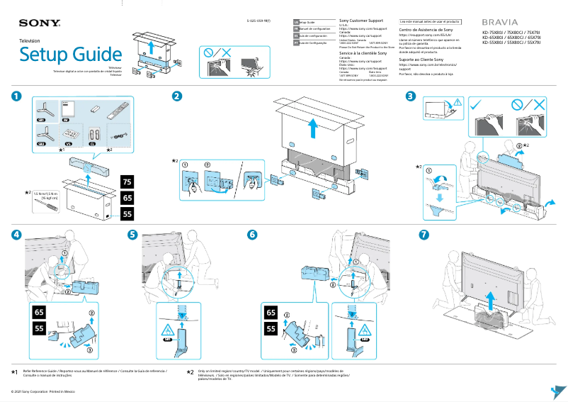 Page 1 de la notice Guide d'installation Sony KD-55X80CJ