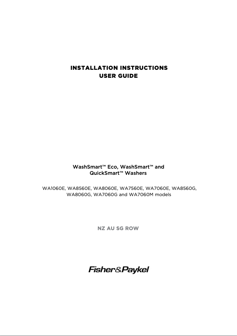 Page 1 de la notice Manuel utilisateur Fisher & Paykel WA7060G2