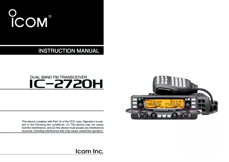 Page 1 de la notice Manuel utilisateur ICOM IC-2720H