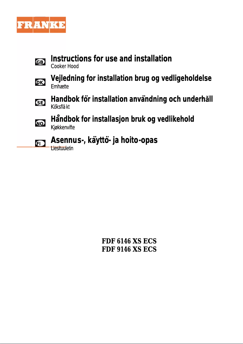 Image de la première page du manuel de l'appareil FDF 6146 XS ECS