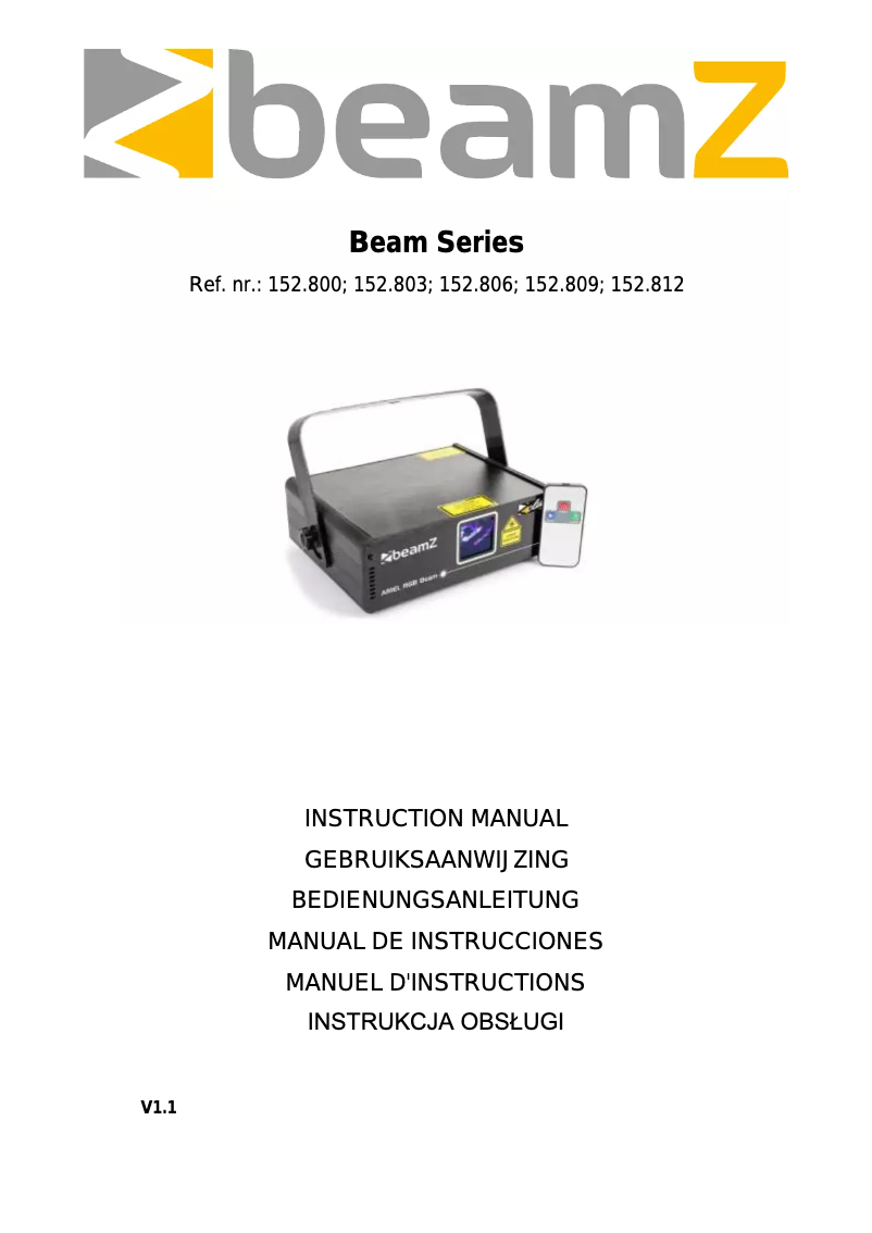 Page n°1 - Manuel utilisateur BeamZ Prospero II