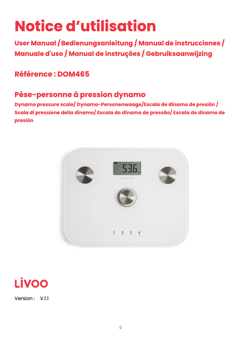 Page n°1 - Manuel utilisateur Livoo DOM465