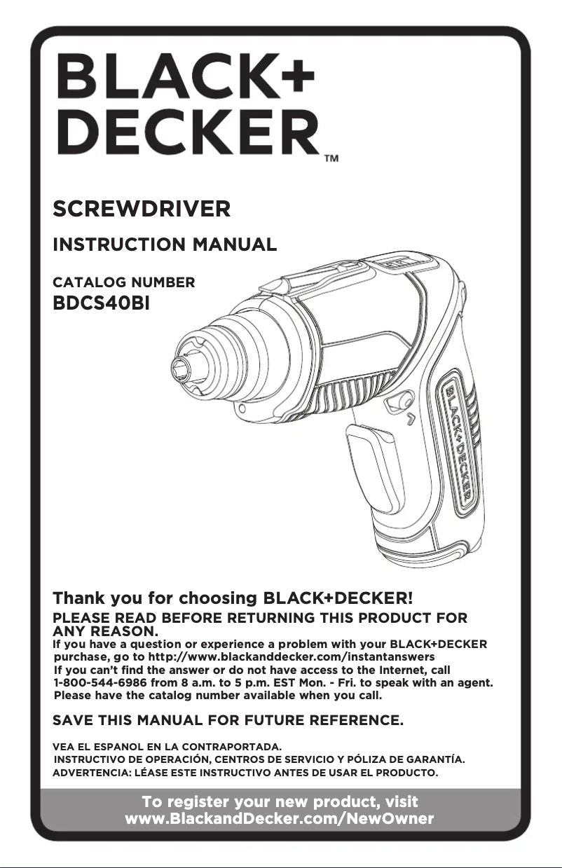 Image de la première page du manuel de l'appareil BDCS40BI